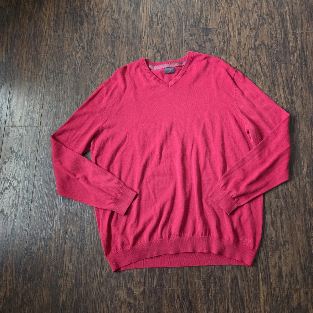 Esprit Red V-Neck Sweater for Men